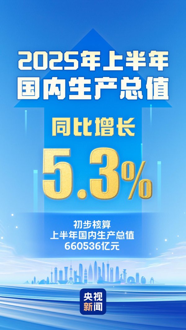 配配查官网 上半年国内生产总值660536亿元 同比增长5.3%